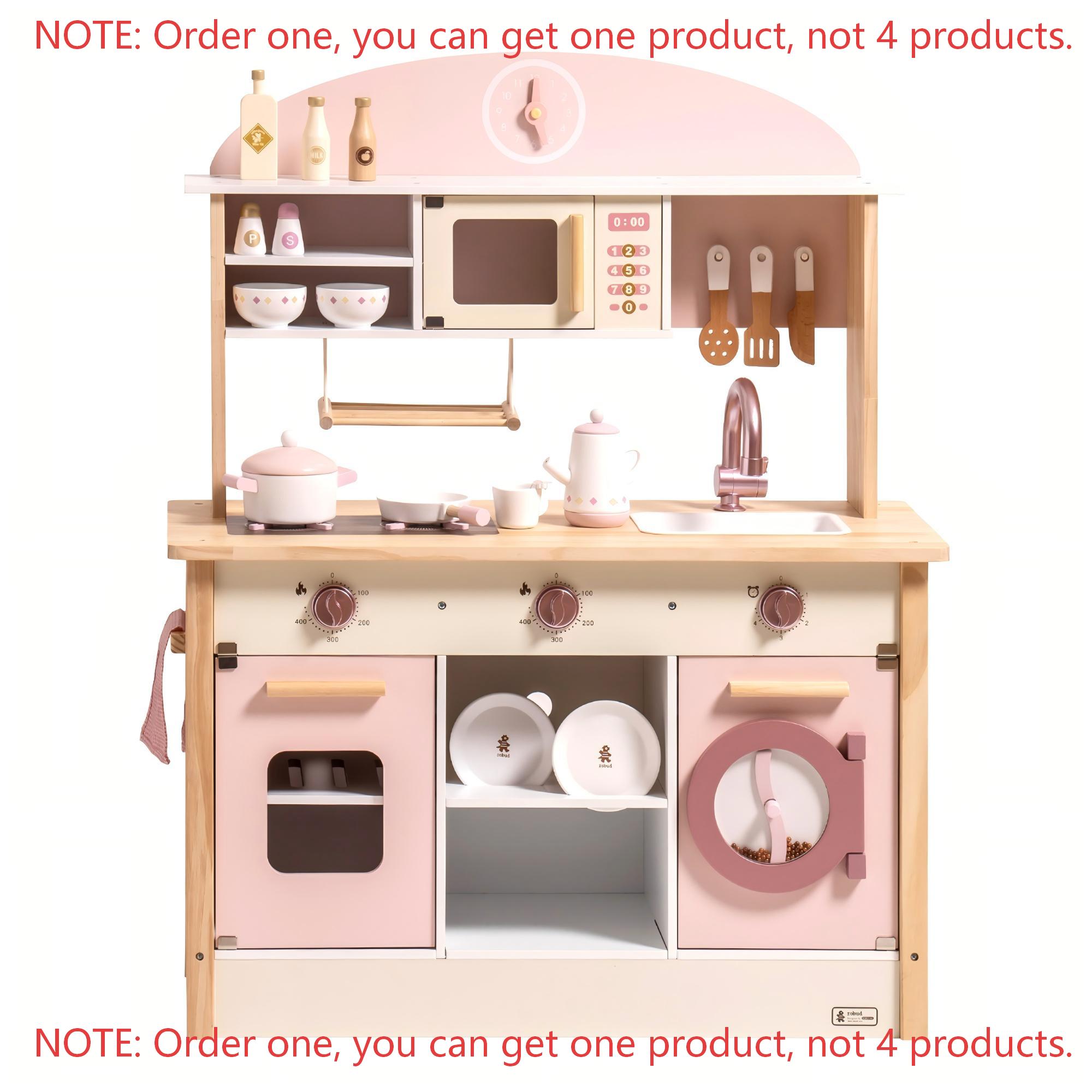 Robud Kids Wooden Pink Play Ki - Kids Outdoor Kitchen Accessories recension och pris